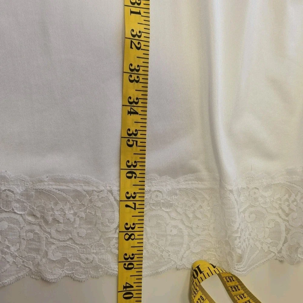 Vintage‎ Applause JCPENNEY Full Slip Size 36 White Nylon Lace Lingerie
